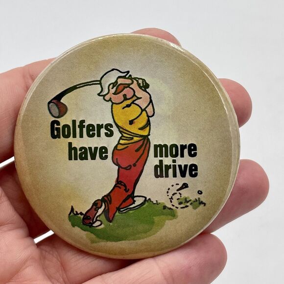 Lot of 3 Vintage 80s 90s Funny Pin Back Buttons - Golf  "I'd rather be golfing." - Picture 4 of 5